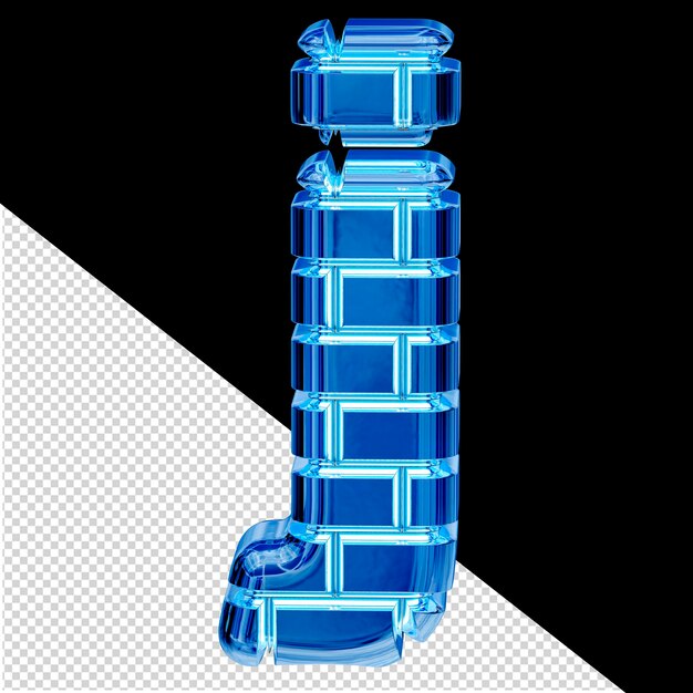 PSD 青い氷レンガの文字 j で作られたシンボル