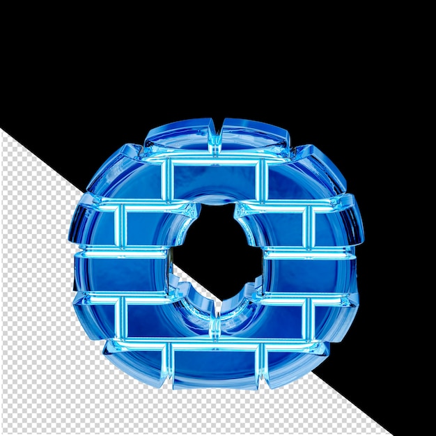 PSD 青い氷レンガの文字 o で作られたシンボル