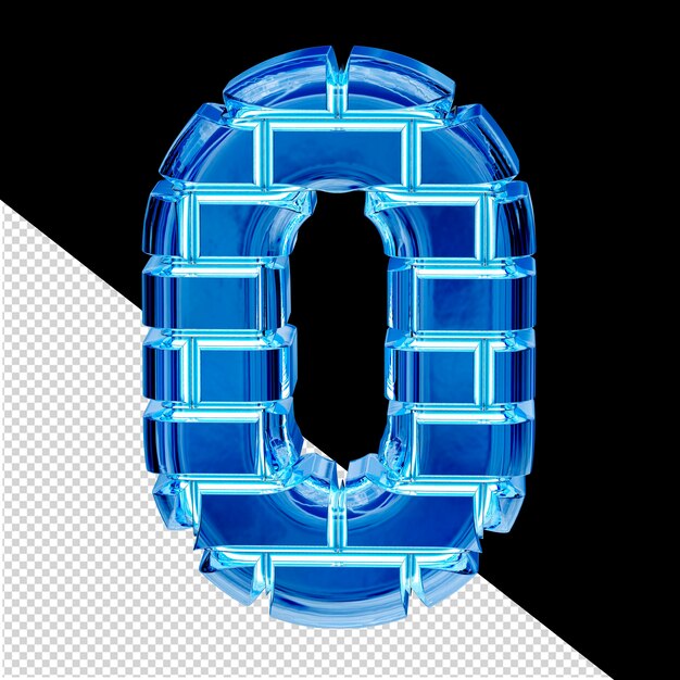 PSD 파란색 얼음 벽돌 숫자 0으로 만든 기호