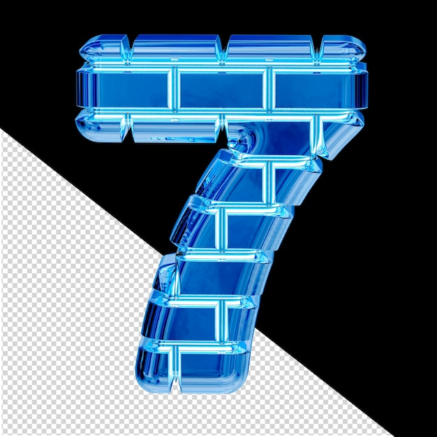 Symbol made of blue ice bricks number 7