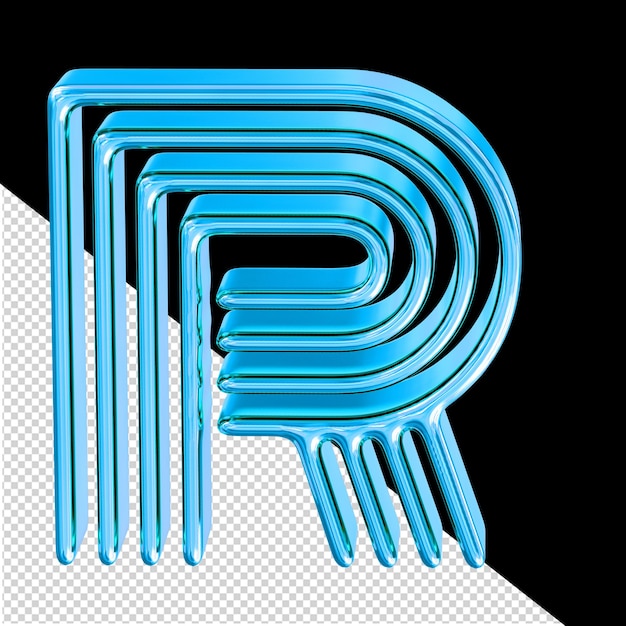 青いプレート文字 r で作られたシンボル