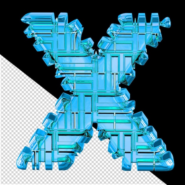 PSD 青い変換された金属文字 x で作られたシンボル