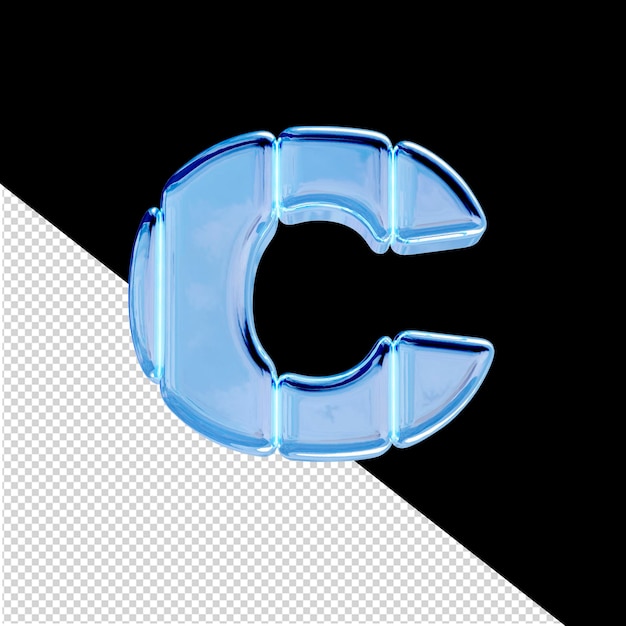 PSD 青い垂直ブロックで作られたシンボル 文字 c