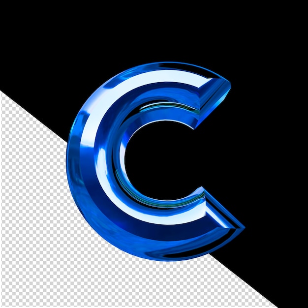 PSD Символ из синего цвета со скошенной буквой c