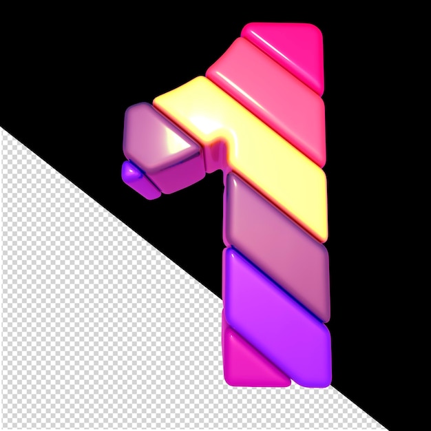 PSD 色付きの斜めのブロック番号 1 で作られたシンボル