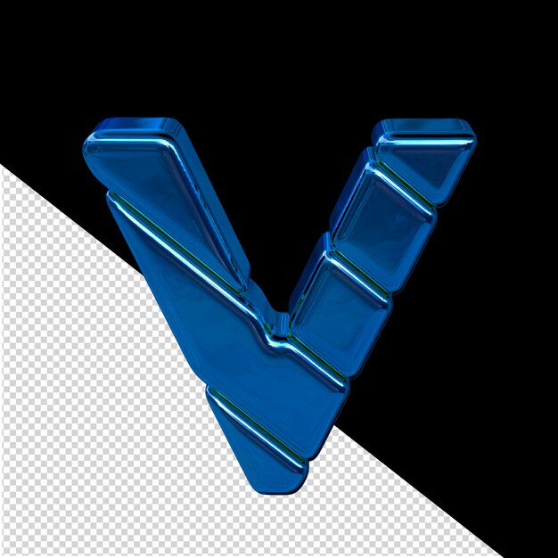 PSD Символ из диагональных синих трехмерных блоков с буквой v