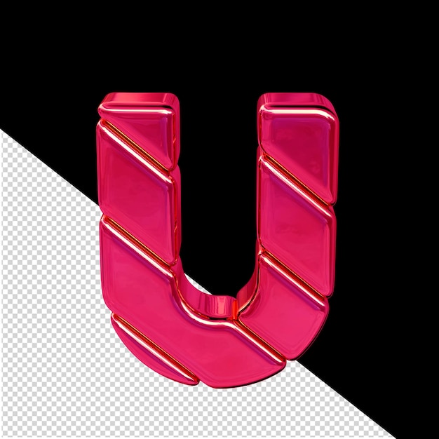 symbol made of diagonal pink 3d blocks letter u