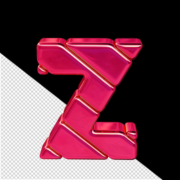 Символ из диагональных розовых трехмерных блоков с буквой z