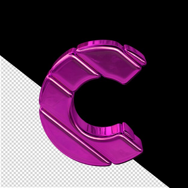 PSD 斜めの紫色の 3 d ブロック文字 c で作られたシンボル