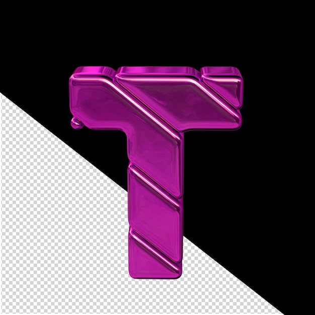 Symbol made of diagonal purple 3d blocks letter t