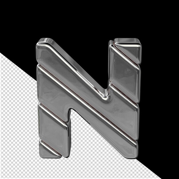 PSD Символ, сделанный из диагональных серебряных 3d-блоков буквы n