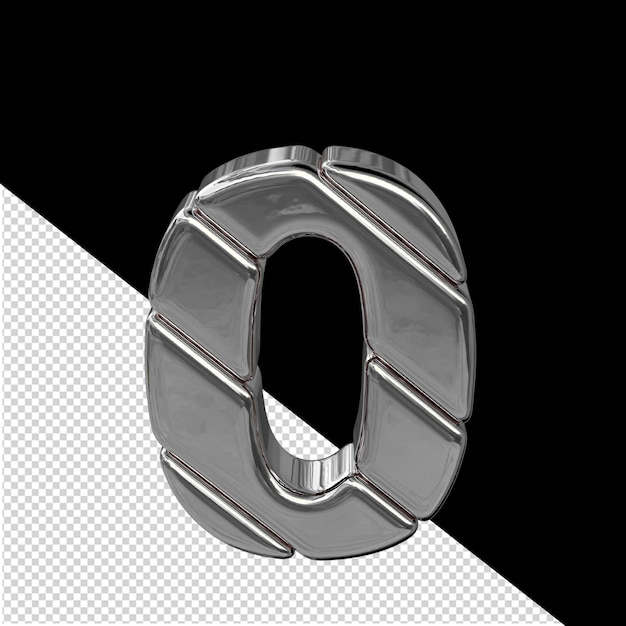 PSD Символ, сделанный из диагональных серебряных 3d-блоков номер 0