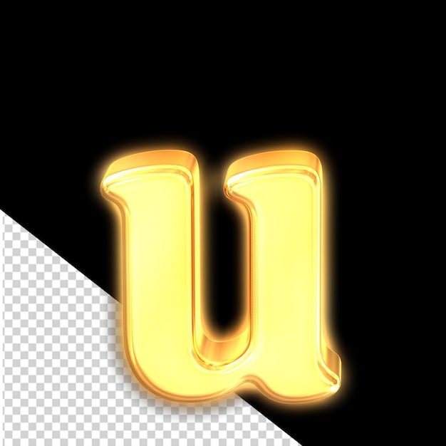 PSD Символ из светящейся золотой буквы u
