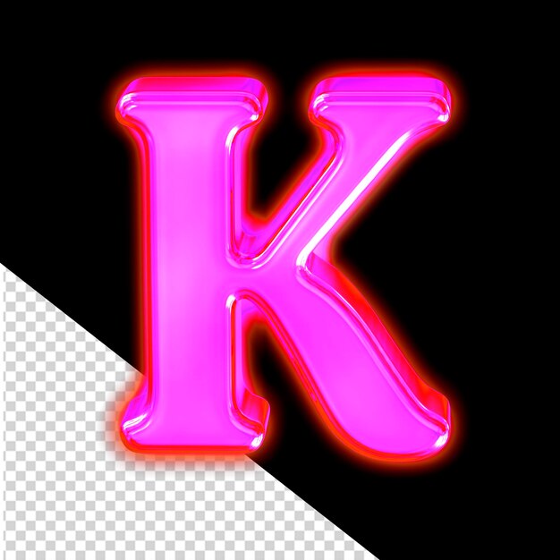PSD Символ из светящейся фиолетовой буквы k