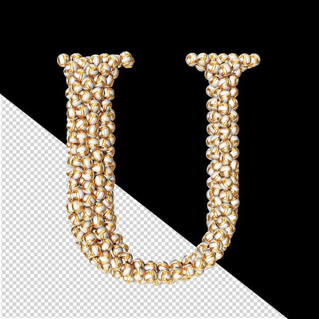 PSD 黄金のバレーボールで作られたシンボル 文字 u