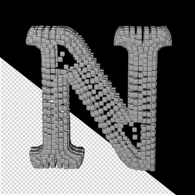 회색 3d 큐브로 만들어진 기호, 글자 N