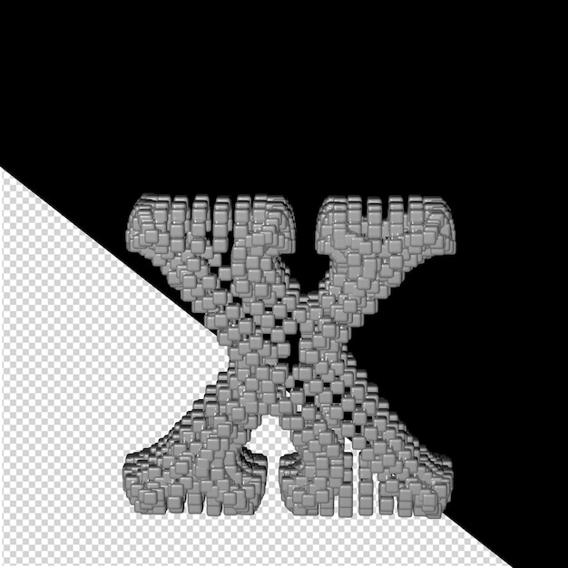 회색 3d 큐브로 만든 기호, 글자 X