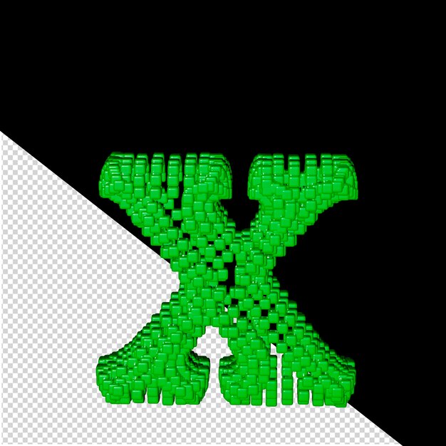 녹색 3d 큐브 문자 X로 만든 기호