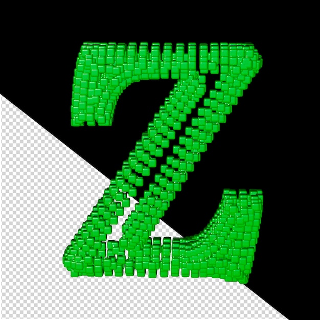 PSD 緑の 3 d キューブ文字 z で作られたシンボル