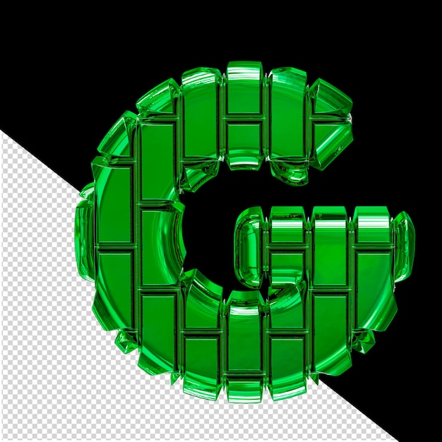 PSD Символ из зеленых вертикальных кирпичей буква g
