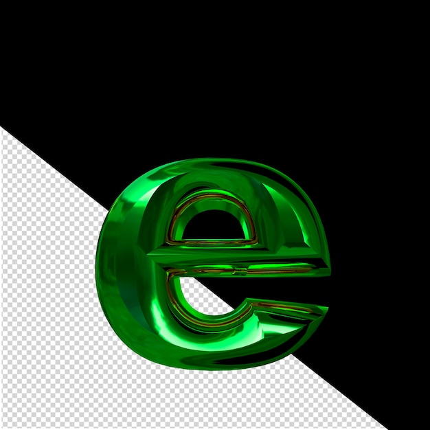 PSD 緑で作られた斜めの文字 e のシンボル