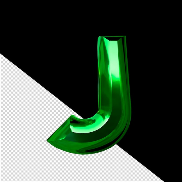 PSD Символ из зеленого цвета со скошенной буквой j