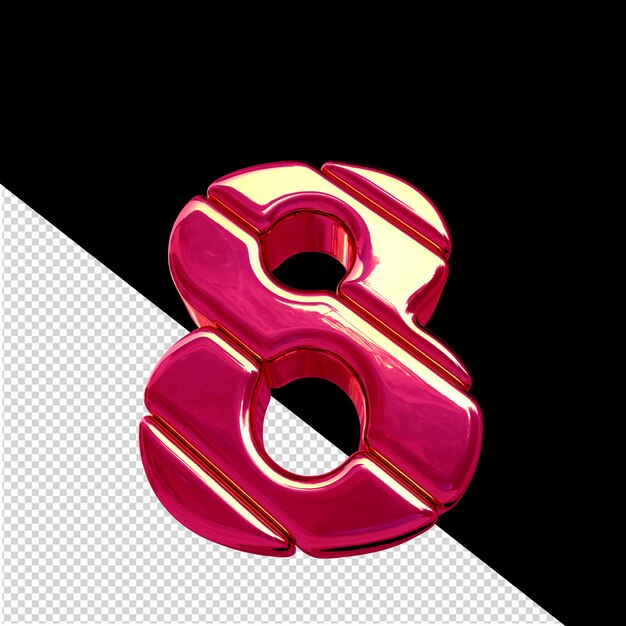Symbol made of pink diagonal blocks number 8