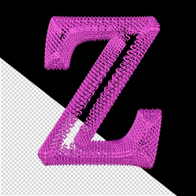 PSD 紫色の 3 d ドル記号文字 z で作られたシンボル