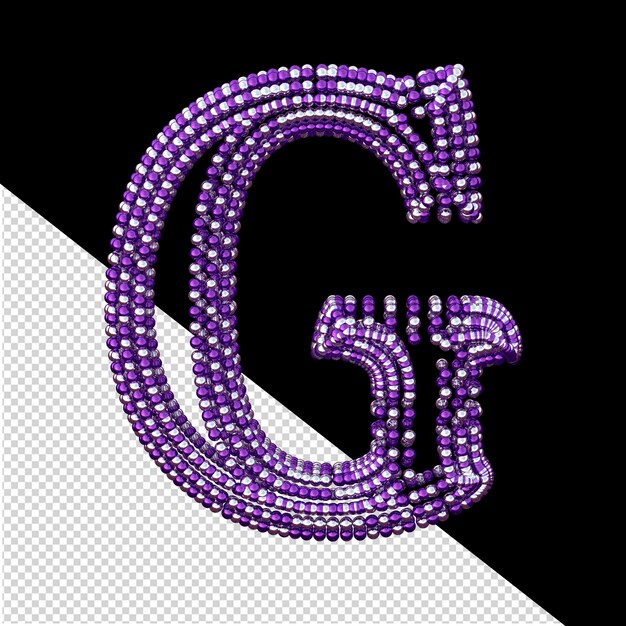 PSD 紫と銀の球文字 g で作られたシンボル