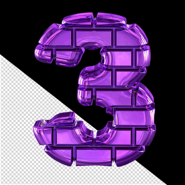 Symbol made of purple bricks number 3