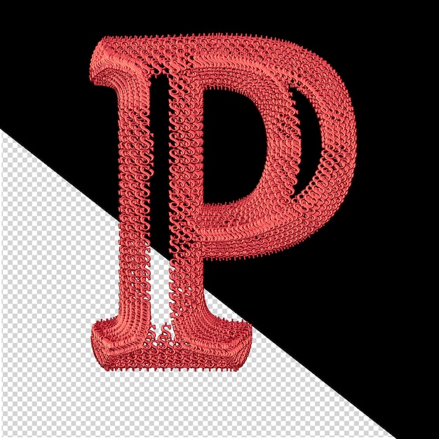 PSD 빨간색 달러 3d 표지판 문자 p로 만든 기호