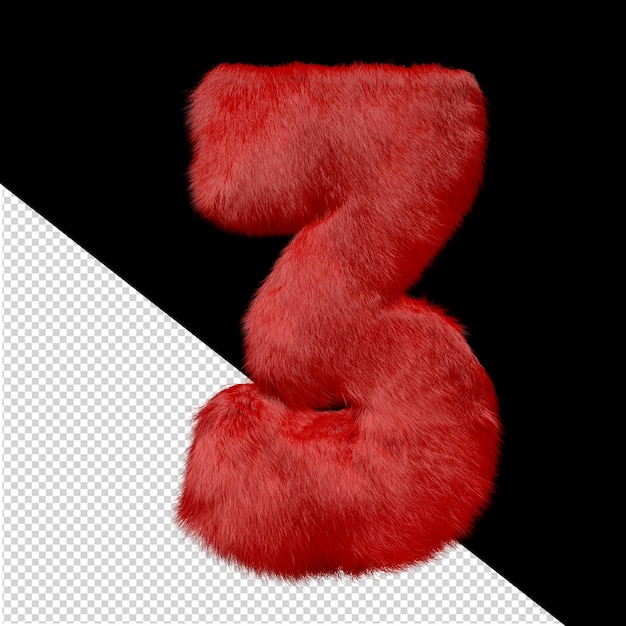 赤い毛皮で作られたシンボル番号 3