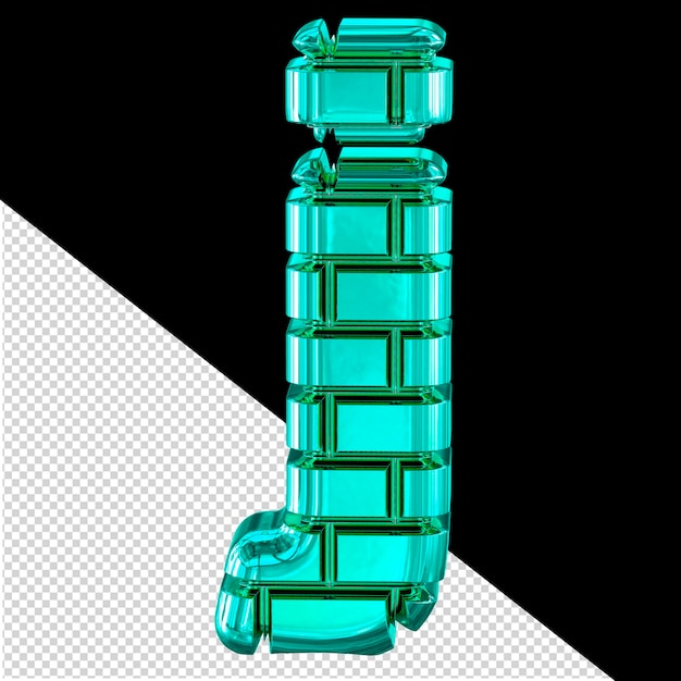 PSD 청록색 벽돌 문자 j로 만든 기호