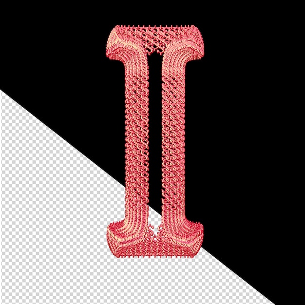 Symbol made of pink 3d dollar signs letter i