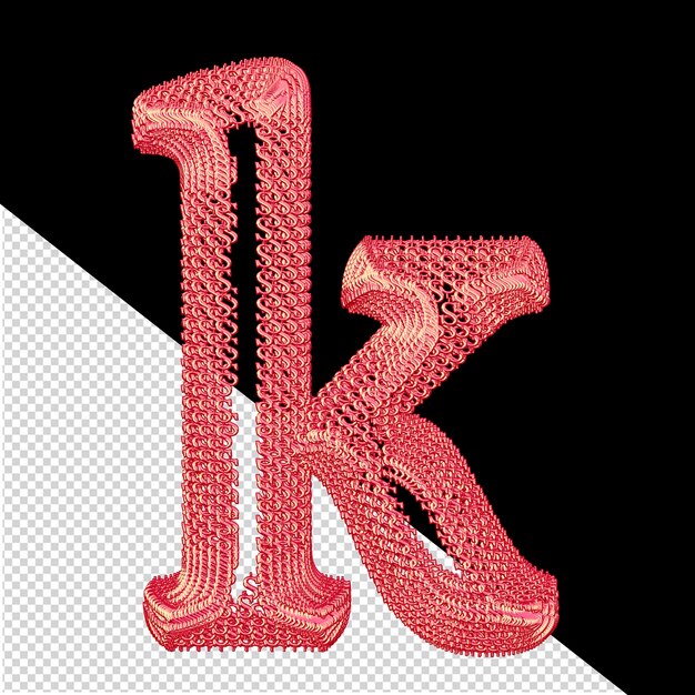 Symbol made of pink 3d dollar signs letter k