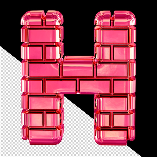 PSD symbol made of pink bricks letter h