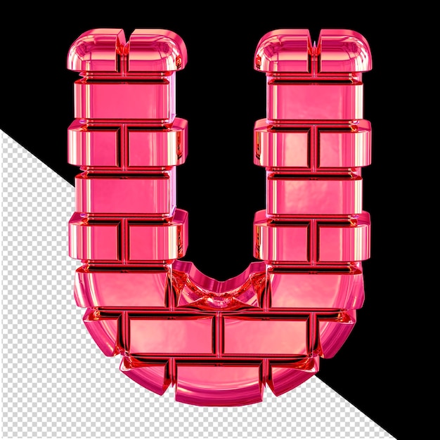 Premium PSD Symbol made of pink bricks letter u Premium PSD Symbol made of pink bricks letter u
