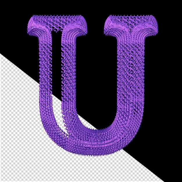 Symbol made of purple 3d dollar signs letter u