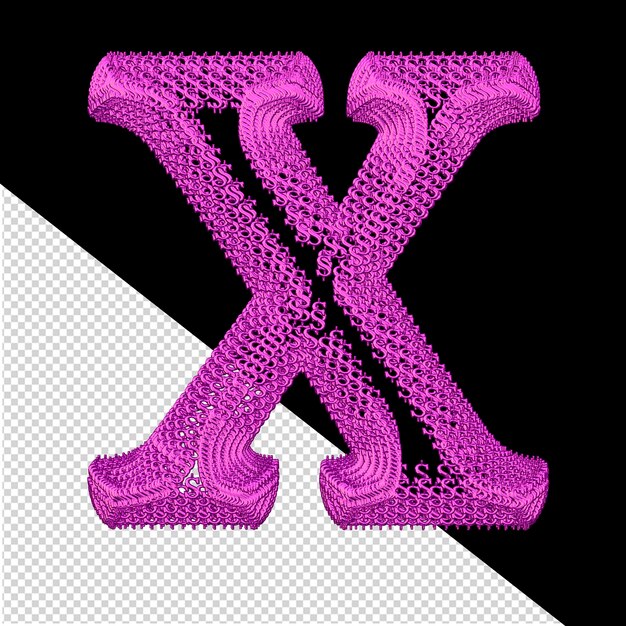 Symbol made of purple 3d dollar signs letter x