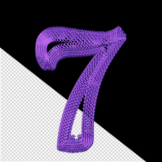 PSD symbol made of purple 3d dollar signs number 7