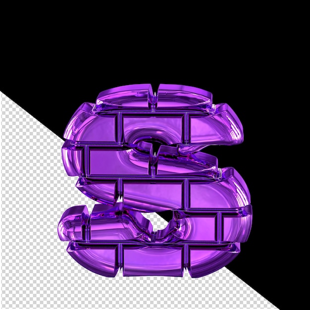 PSD symbol made of purple bricks letter s