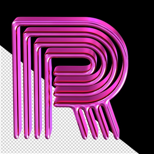 Symbol made of purple plates letter r