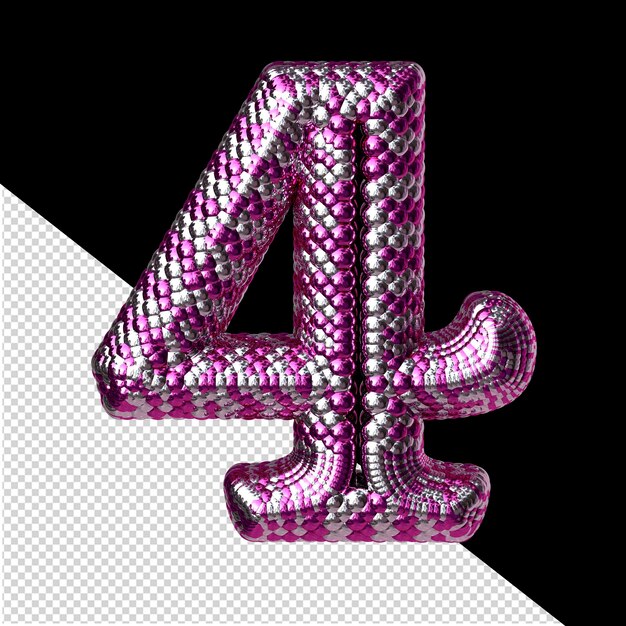 PSD symbol made of purple and silver like the scales of a snake number 4