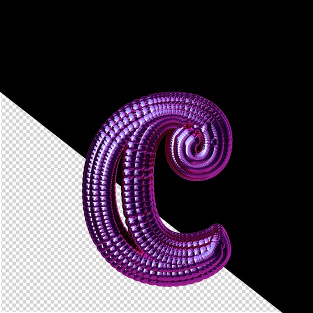 Symbol made of purple spheres letter c