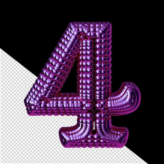 PSD symbol made of purple spheres number 4