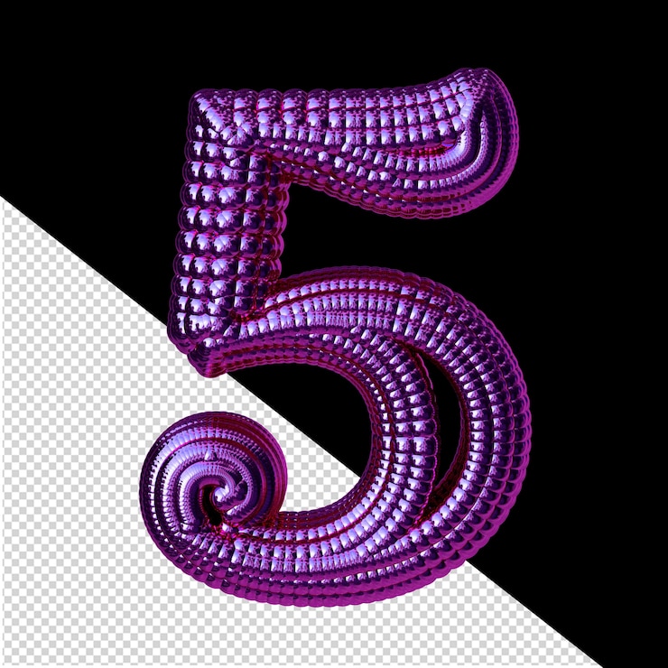PSD symbol made of purple spheres number 5