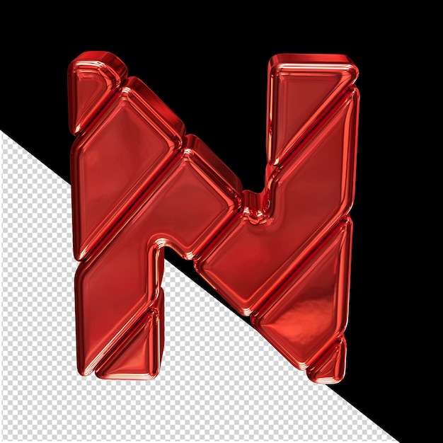 PSD symbol made of red blocks letter n