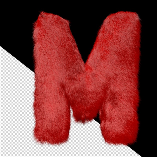 由紅色毛皮字母 m 製成的符號