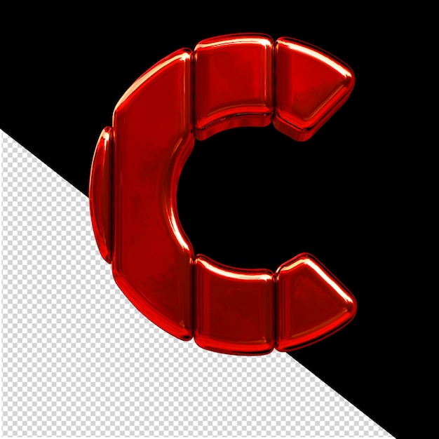 Symbol made of red vertical blocks letter c