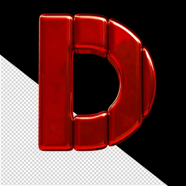 PSD symbol made of red vertical blocks letter d